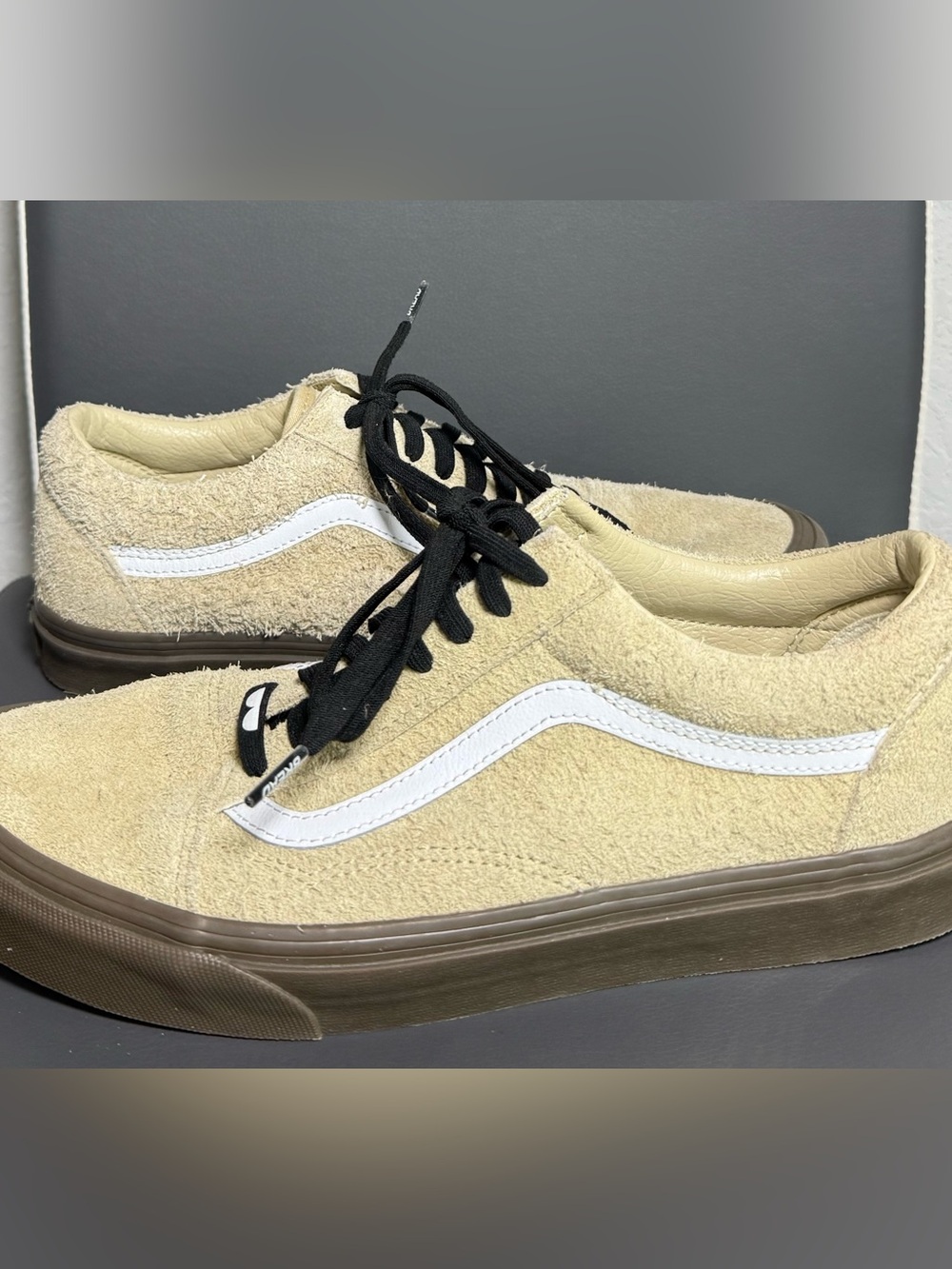 Vans Old Skool 'Hairy Suede' Low Top Sneakers Khaki M-9.5 | W-11